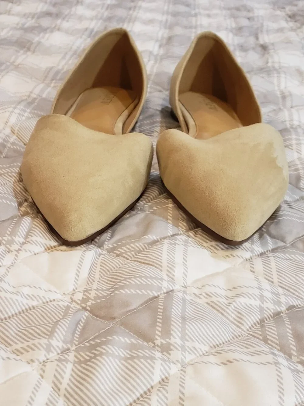 J.Crew Women's Zoe D'Orsay pointed toe flats in tan faux suede Size 10